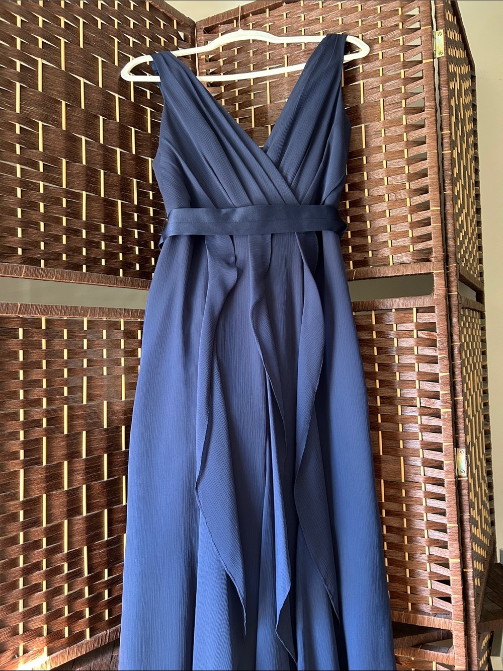 White by Vera Wang Navy Blue V-Neck Maxi Dress